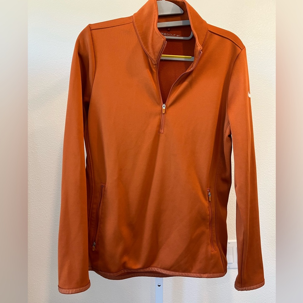 Nike Golf Orange Half Zip Therma-Fit Fleece Sweat Jacket